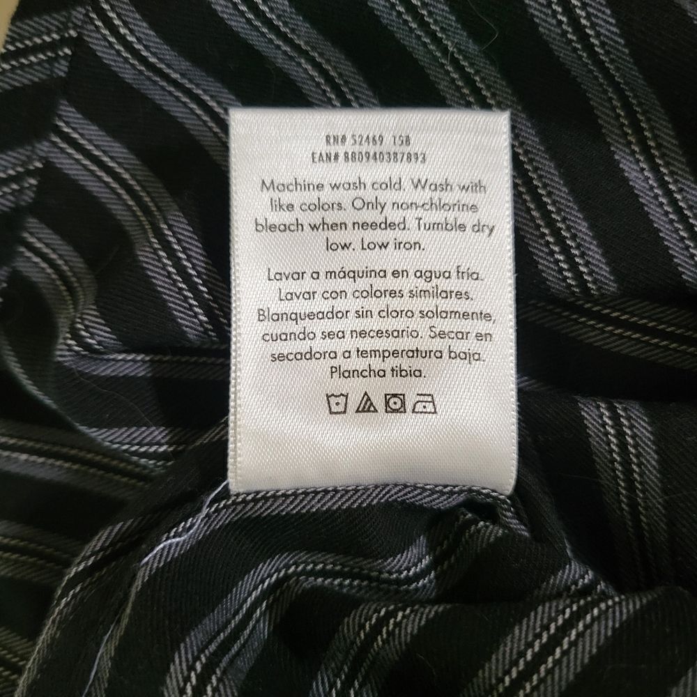 George Men's Black Stripe Long Sleeve Button-Down Dress Shirt - Picture 9 of 11
